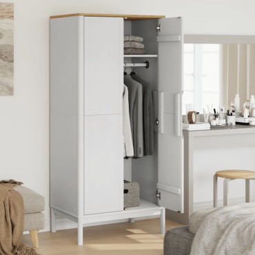 vidaXL Ντουλάπα FLORO Λευκή 77x53x171cm από Μασίφ Ξύλο Πεύκου 1 τεμ.
