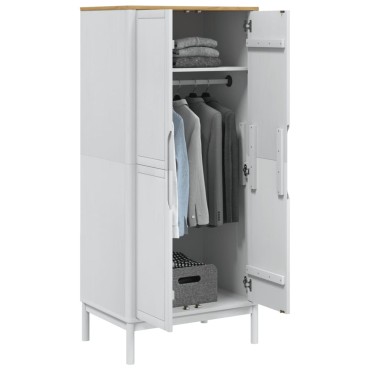 vidaXL Ντουλάπα FLORO Λευκή 77x53x171cm από Μασίφ Ξύλο Πεύκου 1 τεμ.