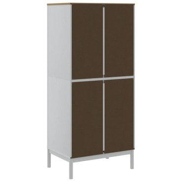 vidaXL Ντουλάπα FLORO Λευκή 77x53x171cm από Μασίφ Ξύλο Πεύκου 1 τεμ.