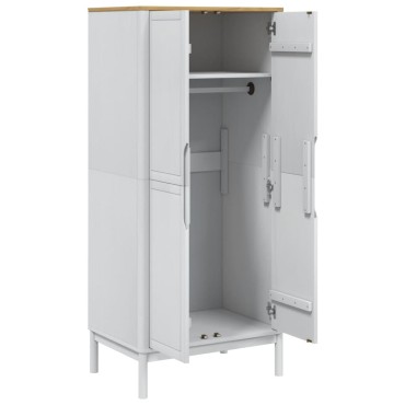 vidaXL Ντουλάπα FLORO Λευκή 77x53x171cm από Μασίφ Ξύλο Πεύκου 1 τεμ.