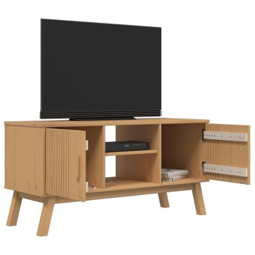 vidaXL Έπιπλο Τηλεόρασης OLDEN Καφέ 114x43x57cm Μασίφ Ξύλο Πεύκου