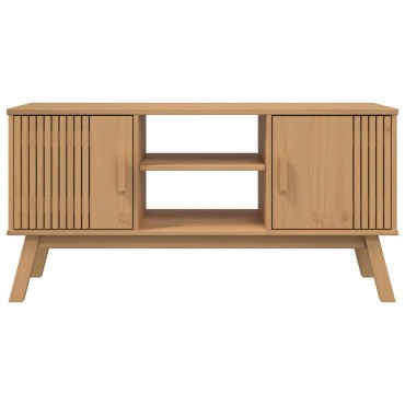 vidaXL Έπιπλο Τηλεόρασης OLDEN Καφέ 114x43x57cm Μασίφ Ξύλο Πεύκου