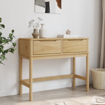 vidaXL Τραπέζι Κονσόλα FLORO Καφέ Κεριού 89,5x36,5x73cm Μασίφ Πεύκο 1 τεμ.