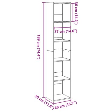 vidaXL Βιβλιοθήκη Αρτισιανή Δρυς 40x30x189cm από Επεξεργασμένο Ξύλο 1 τεμ.