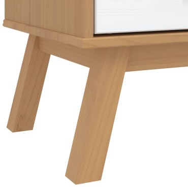 vidaXL Ντουλάπα OLDEN Λευκό & Καφέ 76,5x53x172cm Μασίφ Ξύλο Πεύκου 1 τεμ.