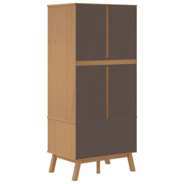 vidaXL Ντουλάπα OLDEN Λευκό & Καφέ 76,5x53x172cm Μασίφ Ξύλο Πεύκου 1 τεμ.