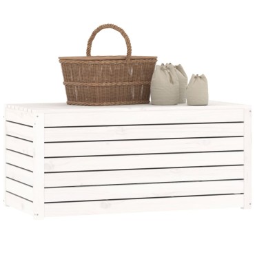 vidaXL Μπαούλο Κήπου Λευκό 101x50,5x46,5cm από Μασίφ Ξύλο Πεύκου 1 τεμ.