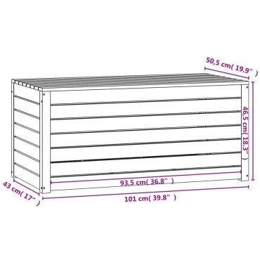 vidaXL Μπαούλο Κήπου Λευκό 101x50,5x46,5cm από Μασίφ Ξύλο Πεύκου 1 τεμ.