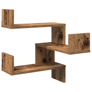 vidaXL Γωνιακά ράφια τοίχου 2 τεμ. Παλιό ξύλο 40x40x49,5cm