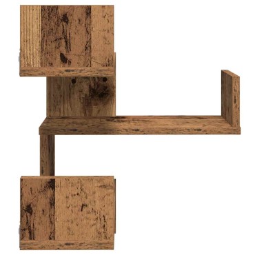 vidaXL Γωνιακά ράφια τοίχου 2 τεμ. Παλιό ξύλο 40x40x49,5cm