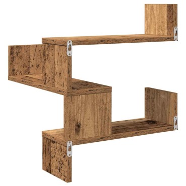 vidaXL Γωνιακά ράφια τοίχου 2 τεμ. Παλιό ξύλο 40x40x49,5cm