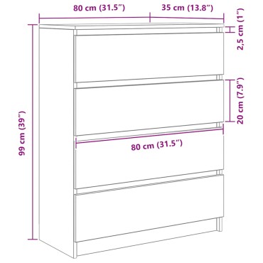 vidaXL Sideboard Παλιό ξύλο 80x35x99cm Ξύλο μηχανής 1 τεμ.