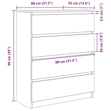 vidaXL Sideboard Grey Sonoma 80x35x99cm Ξύλινο μηχανουργικό ξύλο 1 τεμ.