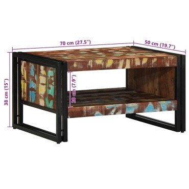 vidaXL Τραπεζάκι σαλονιού πολύχρωμο 70x50x38cm Ξύλο μασίφ αναγεννημένο 1 τεμ.