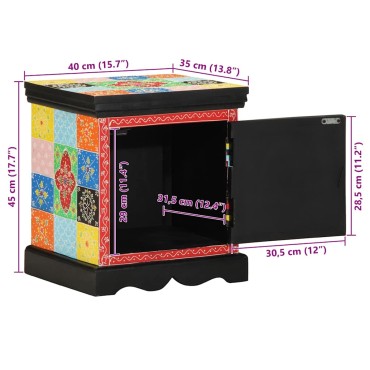 vidaXL Κομοδίνο Πολύχρωμο 40x35x45cm από μασίφ ξύλο Mango 1 τεμ.