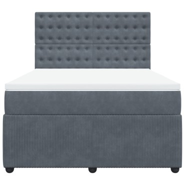 vidaXL Κρεβάτι Boxspring με Στρώμα Σκούρο Γκρι 140x190 εκ. Βελούδινο