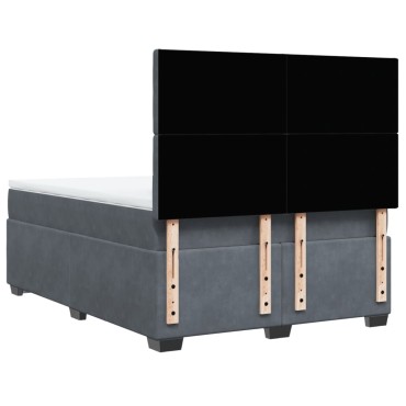 vidaXL Κρεβάτι Boxspring με Στρώμα Σκούρο Γκρι 140x190 εκ. Βελούδινο