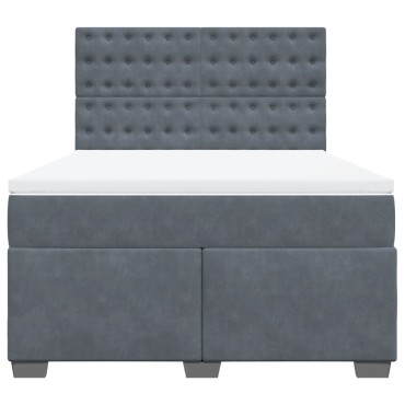 vidaXL Κρεβάτι Boxspring με Στρώμα Σκούρο Γκρι 140x190 εκ. Βελούδινο