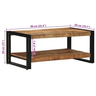 vidaXL Τραπεζάκι σαλονιού 90x50x38cm Στερεό ακατέργαστο ξύλο Mango 1 τεμ.