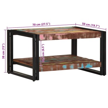 vidaXL Τραπεζάκι σαλονιού πολύχρωμο 70x50x38cm Ξύλο μασίφ αναγεννημένο 1 τεμ.