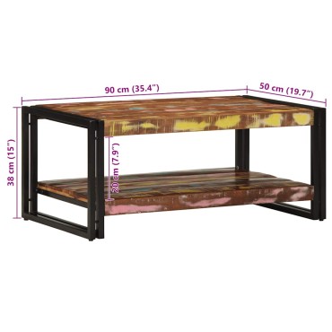 vidaXL Τραπεζάκι σαλονιού πολύχρωμο 90x50x38cm Ξύλο μασίφ αναγεννημένο 1 τεμ.