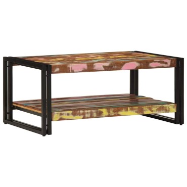 vidaXL Τραπεζάκι σαλονιού πολύχρωμο 90x50x38cm Ξύλο μασίφ αναγεννημένο 1 τεμ.