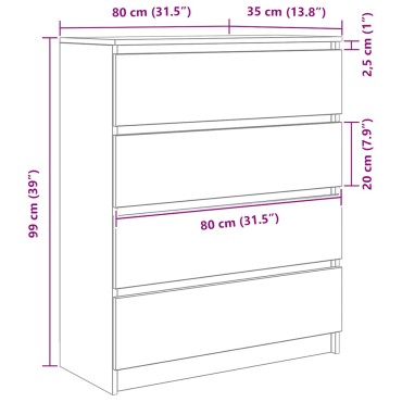 vidaXL Sideboard Λευκό 80x35x99cm Κατασκευασμένο ξύλο 1 τεμ.