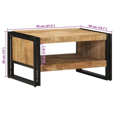vidaXL Τραπεζάκι σαλονιού 70x50x38cm Στερεό ακατέργαστο ξύλο Mango 1 τεμ.