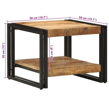 vidaXL Τραπεζάκι σαλονιού 50x50x38cm Στερεό ακατέργαστο ξύλο Mango 1 τεμ.