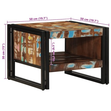vidaXL Τραπεζάκι σαλονιού πολύχρωμο 50x50x38cm Ξύλο μασίφ αναγεννημένο 1 τεμ.