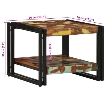 vidaXL Τραπεζάκι σαλονιού πολύχρωμο 50x50x38cm Ξύλο μασίφ αναγεννημένο 1 τεμ.