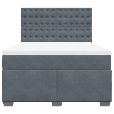 vidaXL Κρεβάτι Boxspring με Στρώμα Σκούρο Γκρι 140x190 εκ. Βελούδινο