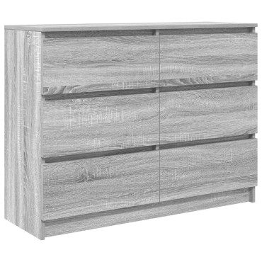 vidaXL Sideboard Γκρι Sonoma 100x35x76cm Ξύλινο μηχανουργικό ξύλο 1 τεμ.