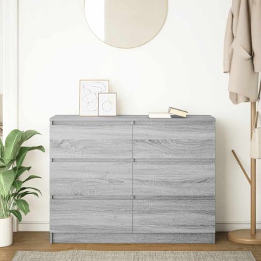 vidaXL Sideboard Γκρι Sonoma 100x35x76cm Ξύλινο μηχανουργικό ξύλο 1 τεμ.