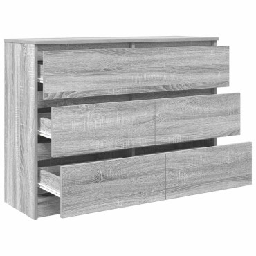vidaXL Sideboard Γκρι Sonoma 100x35x76cm Ξύλινο μηχανουργικό ξύλο 1 τεμ.