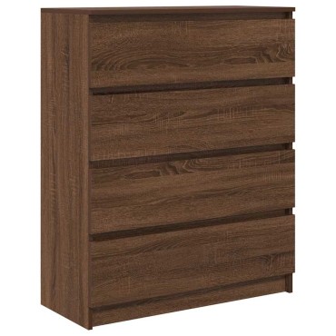 vidaXL Sideboard καφέ δρυς 80x35x99cm Ξύλινο μηχανουργικό ξύλο 1 τεμ.