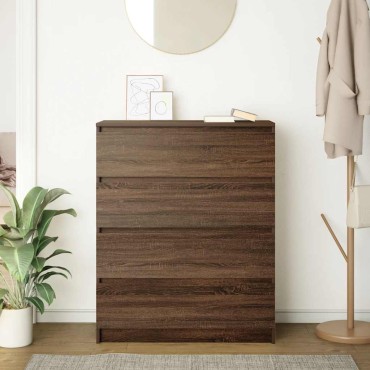 vidaXL Sideboard καφέ δρυς 80x35x99cm Ξύλινο μηχανουργικό ξύλο 1 τεμ.