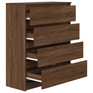vidaXL Sideboard καφέ δρυς 80x35x99cm Ξύλινο μηχανουργικό ξύλο 1 τεμ.
