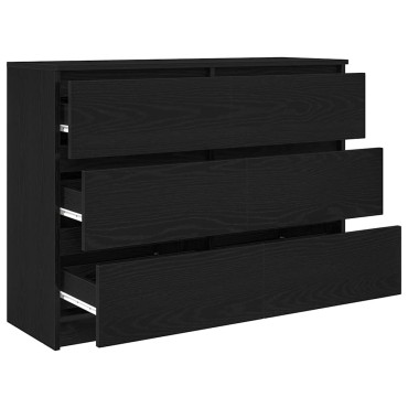 vidaXL Sideboard Μαύρη βελανιδιά 100x35x76cm Κατασκευασμένο ξύλο 1 τεμ.