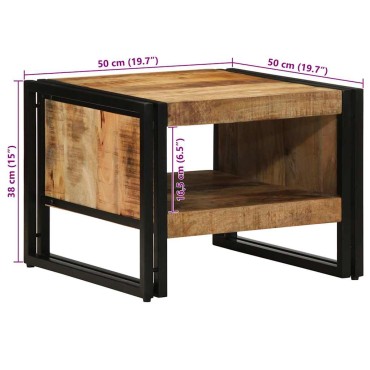 vidaXL Τραπεζάκι σαλονιού 50x50x38cm Στερεό ακατέργαστο ξύλο Mango 1 τεμ.