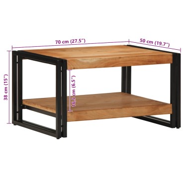 vidaXL Τραπεζάκι σαλονιού 70x50x38cm μασίφ ξύλο ακακίας 1 τεμ.