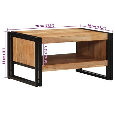 vidaXL Τραπεζάκι σαλονιού 70x50x38cm μασίφ ξύλο ακακίας 1 τεμ.