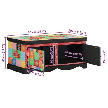 vidaXL Τραπεζάκι σαλονιού πολύχρωμο 90x50x40cm μασίφ ξύλο Mango 1 τεμ.