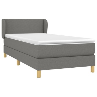 vidaXL Κρεβάτι Boxspring με Στρώμα Σκούρο Γκρι 90x200 εκ. Υφασμάτινο