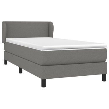 vidaXL Κρεβάτι Boxspring με Στρώμα Σκούρο Γκρι 90x200 εκ. Υφασμάτινο