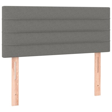 vidaXL Κρεβάτι Boxspring με Στρώμα Σκούρο Γκρι 90x200 εκ. Υφασμάτινο