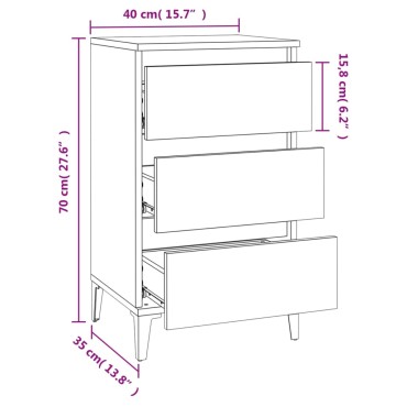vidaXL Κομοδίνο Λευκό 40x35x70cm από Επεξεργασμένο Ξύλο 1 τεμ.
