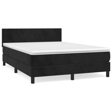 vidaXL Κρεβάτι Boxspring με Στρώμα Μαύρο 140x200 εκ. Βελούδινο