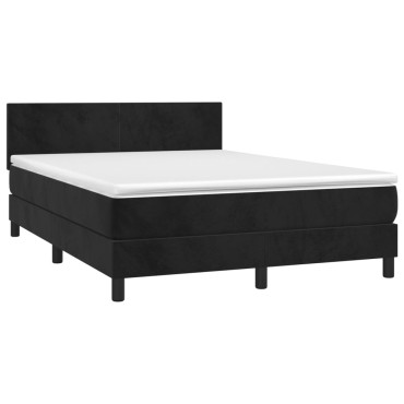 vidaXL Κρεβάτι Boxspring με Στρώμα Μαύρο 140x200 εκ. Βελούδινο