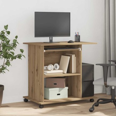 vidaXL Γραφείο Υπολογιστή Τεχνίτης Δρυς 80x50x75cm από Μοριοσανίδα 1 τεμ.